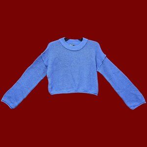 Wild Fable - Women's Ribbed Knit Crop Sweater Long Sleeve Crew Neck - Blue - XS